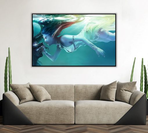 Experience the depth of emotion in a handmade oil painting on canvas, showcasing Illidan and Tyrande in a tender underwater embrace. Every brushstroke captures their love and passion in this enchanting aquatic setting. A perfect blend of artistry and fandom, this piece is a treasure for Warcraft enthusiasts. Enhance your space with this unique masterpiece, embodying their romantic connection beneath the waves.