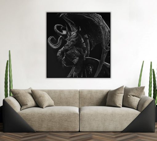 Experience the mystique of a handcrafted black and white oil portrait on canvas, spotlighting the iconic Illidan. Every brushstroke intricately brings out his fierce persona and character in this striking monochrome composition. This unique artwork blends artistry and fandom seamlessly, making it a prized possession for Warcraft devotees. Enhance your space with this Illidan masterpiece, capturing his essence and intensity in this captivating monochromatic rendition.