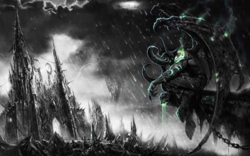 Discover the striking beauty of a handmade black and white oil portrait on canvas, showcasing the iconic Illidan against a breathtaking landscape. Each brushstroke captures his fierce and enigmatic essence in stunning monochrome detail. A perfect blend of artistry and fandom, this piece is a must-have for Warcraft enthusiasts. Elevate your decor with this timeless masterpiece, featuring Illidan in a captivating, picturesque setting.