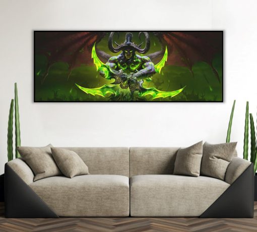 Immerse yourself in the awe-inspiring world of Warcraft with a meticulously crafted oil painting on canvas showcasing Illidan Stormrage and his dual blades. This stunning handmade artwork brings the legendary character to life with vivid colors and exceptional detail. Ideal for fans and collectors alike, this piece is a tribute to Illidan's might and enigma. Own a piece of the Warcraft universe—order this remarkable, hand-painted depiction of Illidan and his iconic weapons today.