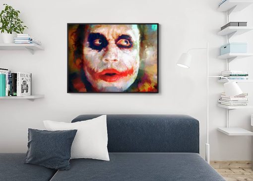 Delve into the enigmatic world of the Joker with a hand-painted oil canvas, capturing his intriguing and questioning expression. Immerse yourself in the depths of his chaotic charm through this captivating artwork. Elevate your space with this one-of-a-kind masterpiece, tailor-made for Joker aficionados and art appreciators. Own a piece that embodies the Joker's mystique and complexity, brought to life by skilled artistry. Engage with the Joker's enigmatic presence in this mesmerizing, handcrafted portrait.