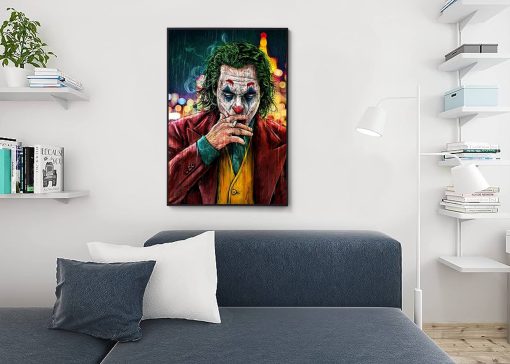 Step into the realm of artistic intrigue with a handcrafted oil painting on canvas, featuring the Joker exuding his trademark charm while smoking. Immerse yourself in the enigmatic allure of this captivating artwork. Elevate your space with this masterpiece, tailor-made for Joker fans and art connoisseurs alike. Own a piece of handcrafted excellence that embodies the Joker's mystique. Bring the essence of the Joker's character to life through this striking painting.