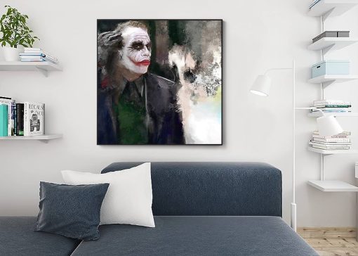 Discover an evocative handmade oil painting on canvas, presenting a compelling portrait of the Joker from Christopher Nolan's first Batman movie. Our skilled artists have masterfully captured the essence of this iconic character, showcasing every intricate detail. Elevate your space with this riveting artwork, blending artistic craftsmanship and the Joker's enigmatic presence. Own a masterpiece that embodies the twisted brilliance of the Joker, adding a timeless touch to your collection.