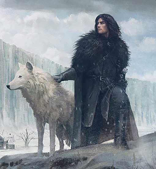 Discover the enchantment of Jon Snow and Ghost, perfectly portrayed in our hand-painted oil canvas. This carefully crafted masterpiece encapsulates Jon's determination and his profound connection with his faithful wolf, Ghost. Immerse yourself in the allure of the Game of Thrones world through this captivating artwork. Own a one-of-a-kind creation that celebrates Jon Snow and Ghost, showcasing their unbreakable bond.