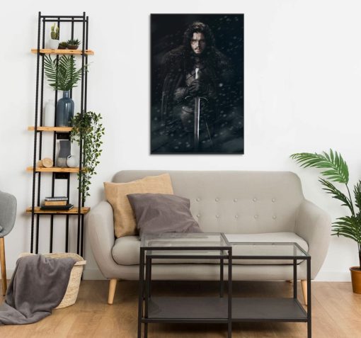 Discover the allure of Westeros through our custom-crafted oil painting on canvas, featuring a stunning portrayal of Jon Snow and his legendary sword. This handmade masterpiece captures Jon Snow's essence, showcasing his courage and leadership. Own a unique artwork that transports you to the realm of Game of Thrones. Elevate your space with this captivating depiction of Jon Snow, bringing the fantasy world to your fingertips.