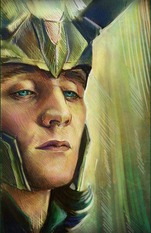Elevate your space with a captivating handmade oil painting on canvas, featuring a striking face portrait of Loki. This extraordinary artwork skillfully captures Loki's charismatic charm and cunning allure in intricate detail. Immerse yourself in the rich, enchanting colors that accentuate the essence of this iconic character. A must-have for fans and collectors, this painting celebrates the enduring appeal of Loki in a stunning masterpiece.