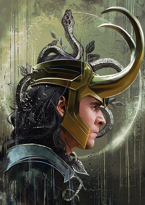 Immerse yourself in the captivating essence of Loki with a mesmerizing handmade oil painting on canvas. It showcases the iconic character's striking face, complete with his distinctive helmet, all portrayed from a dynamic profile view. This remarkable artwork skillfully captures Loki's charismatic charm and the mystique of his headgear in intricate detail. Indulge in the rich and enchanting colors that accentuate this beloved character. A must-have for fans and collectors, this painting celebrates the enduring appeal of Loki in a stunning masterpiece.