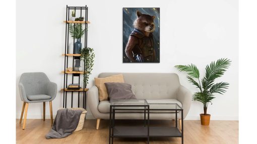 Step into the Marvel universe with a handmade oil painting on canvas, featuring a captivating portrait of Rocket from Guardians of the Galaxy. The skillful brushstrokes and vibrant hues breathe life into this iconic character, making this piece a true standout. Perfect for fans and art lovers alike, this unique artwork will add Marvel magic to any room. Elevate your space with this one-of-a-kind masterpiece, celebrating Rocket in all his glory. Secure your order now to own a remarkable portrayal of this beloved character.