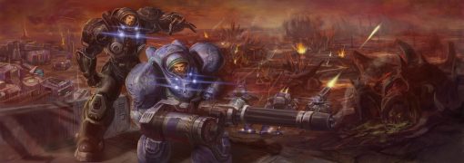 Experience the StarCraft universe in this stunning handmade oil painting on canvas, showcasing Jim Raynor and Tychus battling on the treacherous Zerg-infested planet, Char. The art captures the intense struggle against the Zerg forces, with intricate details and vibrant colors bringing the scene to life. Own a unique piece that transports you to the heart of the StarCraft saga, a testament to courage and action. Perfect for fans seeking a captivating rendition of this legendary conflict.