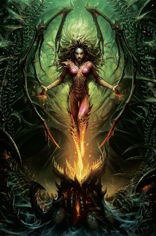 Behold a captivating handmade oil painting on canvas, portraying Kerrigan emerging from her cocoon on the primordial Zerg planet in StarCraft. Intricate detailing and vivid colors bring this iconic transformation to life, appealing to gaming enthusiasts and art connoisseurs. This unique artwork captures the essence of Kerrigan's metamorphosis, making it a prized possession for any StarCraft fan. Elevate your space with this mesmerizing Kerrigan cocoon emergence oil painting, blending gaming passion with artistic brilliance. Own a piece of gaming history through this exceptional handcrafted masterpiece.