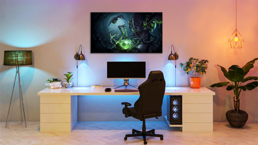 Delve into the Zerg's intricate evolution with our handcrafted oil painting on canvas, spotlighting the enigmatic Abathur from StarCraft—also a standout character in Heroes of the Storm. This artwork vividly captures Abathur's unique traits and strategic brilliance, making it a must-have for fans. Enhance your space with this unique piece that bridges the epic StarCraft universe and the dynamic Heroes of the Storm. Immerse yourself in the alien world of the Zerg every time you gaze upon this captivating portrayal of Abathur, a character renowned in multiple gaming realms.