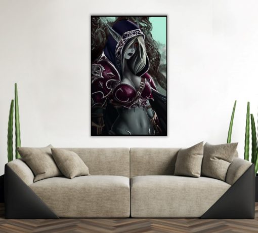 Dive into the world of Warcraft with a mesmerizing handmade oil painting on canvas, featuring an alluring Sylvanas in a sensual standing pose, surrounded by her devoted undead followers. This extraordinary artwork skillfully captures the character's captivating presence and the sensual allure, set against a dark and haunting backdrop. Immerse yourself in the exquisite details and vibrant colors that bring Sylvanas and her undead entourage to life. A must-have for art connoisseurs and Warcraft aficionados, celebrating Sylvanas in a captivating masterpiece of dark sensuality and loyalty.