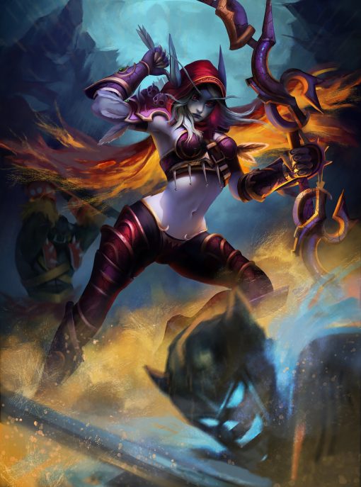 Explore the artistry of a handcrafted oil painting on canvas, showcasing Sylvanas elegantly wielding her bow. Every brushstroke captures her grace and strength, making this artwork a must-have for fans. This unique piece seamlessly blends craftsmanship and fandom, adding sophistication to any space. Elevate your décor with this Sylvanas masterpiece, a true tribute to her iconic presence.