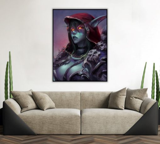 Behold a mesmerizing hand-painted oil portrait on canvas, featuring Sylvanas Windrunner gazing into the distance. Each brushstroke reflects her strength and resolve, creating a captivating portrayal. A perfect blend of artistry and fandom, this piece is a cherished addition for Warcraft devotees. Elevate your space with this Sylvanas masterpiece, capturing her essence and mystery in every stroke.
