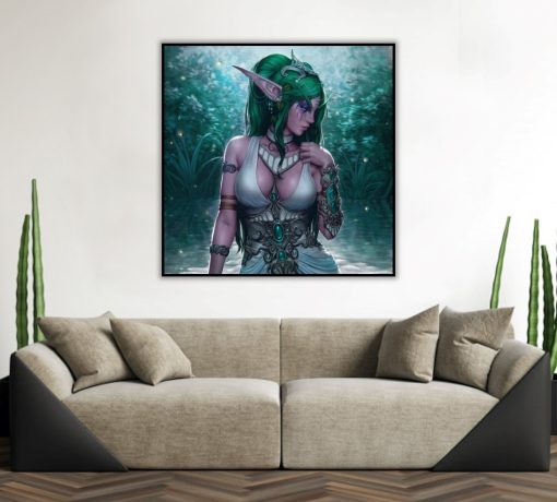 Delve into the enchanting realm of Warcraft through a sensually hand-painted oil portrait featuring the iconic and alluring Tyrande. This meticulously crafted artwork beautifully embodies Tyrande's captivating beauty and confidence. A must for fans and collectors, this piece celebrates Tyrande's empowering presence. Don't miss out—acquire this exquisite, handmade Tyrande portrait on canvas today.