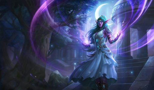 Experience the enchantment of a handcrafted oil painting on canvas, showcasing the stunning Tyrande performing a mesmerizing moon incantation. This extraordinary artwork exquisitely captures the grace and power of the iconic character in a moment of celestial magic. Immerse yourself in the intricate details and vibrant colors that bring Tyrande's beauty and mystique to life. A must-have for art enthusiasts and World of Warcraft fans, celebrating Tyrande's timeless elegance in a captivating masterpiece.