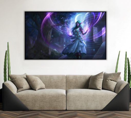 Immerse yourself in the enchanting world of World of Warcraft with a mesmerizing handcrafted oil painting on canvas. This exquisite artwork portrays the beautiful Tyrande in a moment of mystical moon incantation, beautifully capturing her grace and the essence of celestial magic. Experience the intricate details and vibrant colors that bring Tyrande's beauty and enchantment to life. A must-have for art enthusiasts and fans of World of Warcraft, celebrating Tyrande's timeless elegance in a captivating masterpiece.