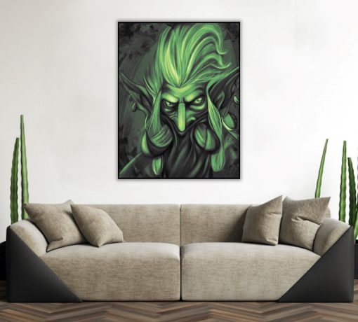 Experience the allure of Zul'jin in a stunning handmade oil painting on canvas, capturing his essence with a harmonious blend of green hues. The expert brushwork and vibrant colors bring this iconic Warcraft character to life, resonating with fans and art enthusiasts. Ideal for displaying the mystique of Zul'jin, this unique piece adds a touch of Warcraft magic to any space. Elevate your decor with this exclusive portrayal, celebrating the captivating world of Warcraft. Secure your order now to own a remarkable artwork showcasing Zul'jin in striking green color harmony.