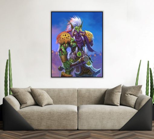 Step into the thrilling arena of Warcraft with a mesmerizing handmade oil painting on canvas, showcasing the fierce and intense portrait of Zul'jin. The meticulous brushwork and vivid colors bring this iconic character to life, capturing his power and determination. Perfect for fans and fantasy art enthusiasts, this unique piece celebrates Zul'jin's prowess within the battlegrounds. Elevate your decor with this extraordinary portrayal, embracing the adrenaline-fueled world of Warcraft. Secure your order now to own a remarkable artwork showcasing Zul'jin's fierce presence within the arena.