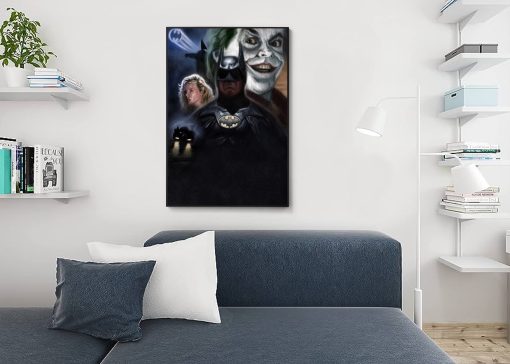 Explore our heartfelt handmade oil painting on canvas, featuring a nostalgic portrait that pays homage to the timeless dynamic between Batman and the Joker. This intricately crafted artwork beautifully encapsulates the essence of these iconic characters, evoking a wave of nostalgia for admirers. Ideal for devoted fans of the Dark Knight series, this portrait serves as a sentimental and emotive centerpiece, reviving cherished memories of these legendary figures within your space.