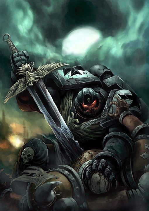 Indulge in the intensity of a handcrafted oil painting on canvas, depicting a Black Templar Space Marine engaged in a fierce duel against a rival warrior from a different clan amidst the shadows of the night. This striking artwork captures the raw power and conflict within Warhammer 40K's universe, portraying the brutal clash between these formidable warriors. Perfect for enthusiasts, this visually arresting piece immortalizes the dramatic essence of Warhammer 40K, adding a captivating narrative to your collection.