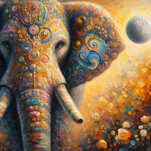 Discover our mesmerizing handmade oil painting on canvas, presenting a vibrant and colorful elephant portrait adorned with an exquisite design. This intricately crafted artwork beautifully captures the majestic essence of the elephant in a captivating and artistic display. Ideal for art enthusiasts and lovers of vibrant designs, this portrayal offers a visually striking centerpiece, harmonizing the majestic allure of the elephant with an intricate and colorful design, adding a touch of artistic splendor to your space.