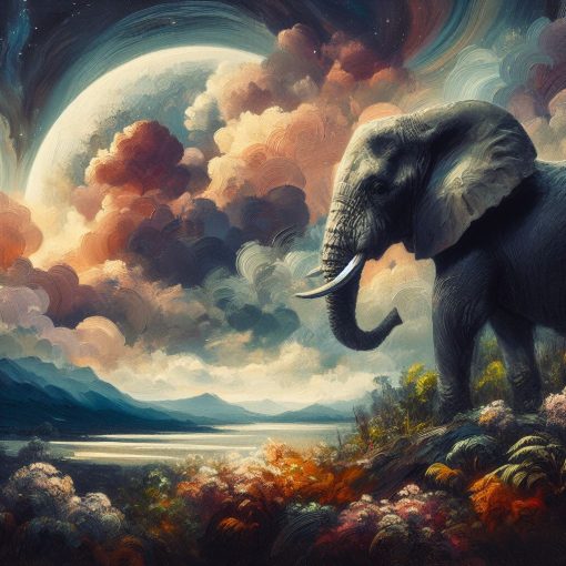 Step into a world of wonder with our captivating handmade oil painting on canvas, featuring a vibrant and colorful elephant portrait set against an enchanting fantasy landscape. This intricately crafted artwork beautifully blends the majestic presence of the elephant with a whimsical and imaginative setting. Ideal for art admirers and fantasy enthusiasts, this portrayal offers a visually engaging centerpiece, merging the vibrant allure of the elephant portrait with a fantastical and colorful landscape, adding a touch of magical charm to your space.