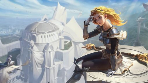 Discover an exceptional, handmade oil painting on canvas, showcasing a stunning portrait of Lux from League of Legends. This exclusive artwork depicts Lux in a captivating scene seated atop a building against a picturesque landscape. Perfect for gaming and art enthusiasts, this piece beautifully captures the essence of the beloved character within an enchanting setting, adding a touch of the League of Legends universe to your decor.