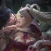 Unleash the captivating beauty of Sona and Ahri in a sensual embrace with this exquisite handmade oil painting on canvas. Immerse yourself in the vibrant colors and intricate details as the two iconic League of Legends champions come to life on your walls. This unique piece of art is perfect for any League of Legends enthusiast or collector.