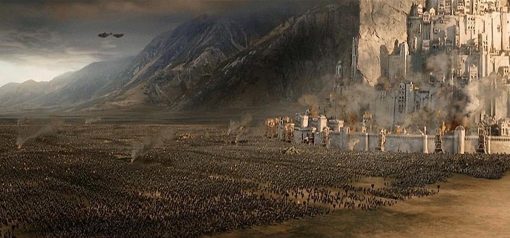 Immerse yourself in our compelling handmade oil painting on canvas, showcasing the striking landscape of Minas Tirith under siege by the formidable Mordor army. This meticulously crafted artwork captures the tense and epic scene with intricate detail. Perfect for bold decor, this portrayal encapsulates the gravity and grandeur of Tolkien's narrative, offering a powerful and captivating centerpiece for your space.