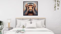 Delve into our compelling handmade oil painting on canvas, spotlighting the Monkey Deaf from the revered 3 Wise Monkeys. This meticulously crafted artwork embodies the essence of silence, symbolizing the principle of 