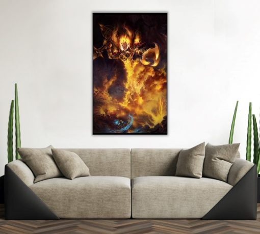 Explore a one-of-a-kind handmade oil painting on canvas for sale, featuring a unique women's design portrayal of Ragnaros the Firelord. This exclusive artwork blends the iconic World of Warcraft character with feminine artistry in a striking portrait. Ideal for art enthusiasts and collectors, this distinctive piece will elevate your space. Own this exceptional Ragnaros the Firelord portrait in a women's design and infuse your walls with gaming legend's essence!
