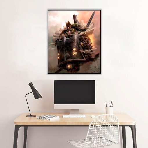 Explore a mesmerizing handcrafted oil painting on canvas revealing Sammsael from Warhammer 40,000 riding a majestic war machine. This evocative artwork embodies Sammsael's commanding persona and depth. Perfect for Warhammer fans and art connoisseurs, this portrayal of Sammsael introduces a powerful and dynamic element to any collection or space, encapsulating the grandeur of the 41st millennium.