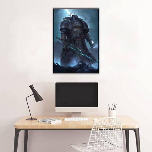 Elevate your décor with a meticulously crafted oil painting on canvas, presenting the esteemed Space Marine Dark Angels in a commanding and courageous demeanor. This artwork embodies bravery and resilience, portraying these legendary figures in a powerful and bold stance. Ideal for enthusiasts of Warhammer 40,000 and collectors of striking art, this piece encapsulates the unwavering valor and might of the Dark Angels, adding an impressive touch to any space.