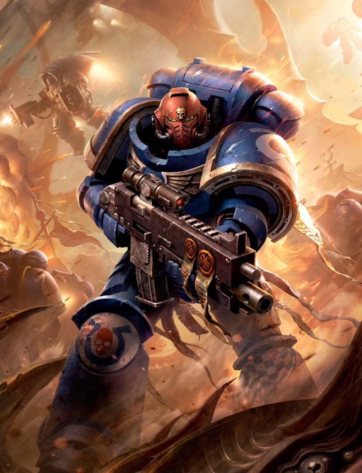 Experience our handmade oil painting on canvas, spotlighting a Warhammer 40k Space Marine amidst a chaotic battlefield, immersed in the turbulent war atmosphere. This intricately crafted artwork vividly portrays the Space Marine's valor within the intense conflict, capturing the essence of the 40k universe. Ideal for enthusiasts, this portrayal encapsulates the chaos of war, offering a bold and visually stunning centerpiece for your space.