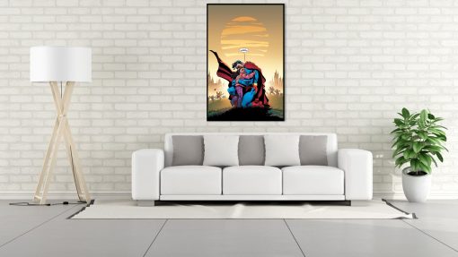 Experience the heartwarming side of Superman with a captivating handmade oil painting on canvas, depicting the beloved superhero sharing a tender embrace with a little girl. This unique artwork skillfully captures the emotional connection, tailored for passionate fans. Crafted with meticulous detail and vibrant colors, this high-quality painting becomes a cherished addition to any collection, providing a visually compelling focal point that immortalizes the humanity and compassion of Superman in this touching moment.