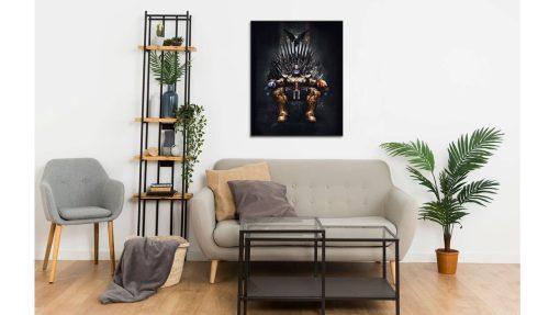 Unleash the power of this exclusive, handcrafted oil painting on canvas for sale—an awe-inspiring portrayal of Thanos seated on the legendary Iron Throne from Game of Thrones. Marvel meets the world of GOT in this striking artwork. Elevate your decor with this rare piece, a must-have for art enthusiasts and collectors alike. Don't miss the chance to bring home this unique fusion of two iconic universes. Secure your Thanos on the Iron Throne canvas now!