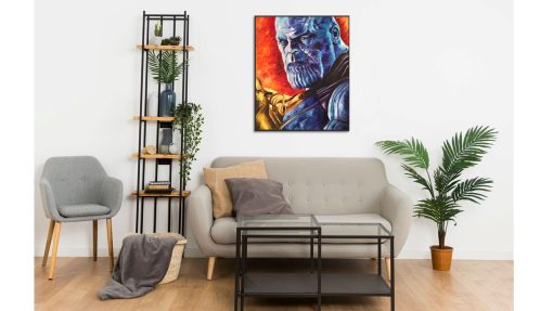 Introducing an exquisite, handmade oil painting on canvas for sale, showcasing a compelling portrait of Thanos' face. This stunning artwork captures the essence of the Marvel supervillain, making it a striking addition to any collection. Elevate your space with this unique piece, available now for art enthusiasts and collectors. Bring the power of Thanos' presence to your walls and acquire this exclusive portrait today!
