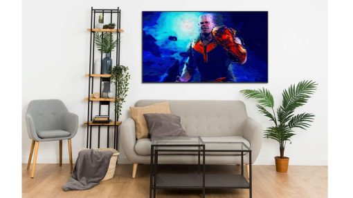 Explore a captivating handmade oil painting on canvas for sale, featuring Thanos wielding his Gauntlet in a special design. This unique artwork portrays the powerful Marvel character in an exclusive light. Elevate your space with this stunning piece, available for art enthusiasts and collectors. Acquire this exceptional Thanos with Gauntlet design to infuse your walls with Marvel's iconic presence!