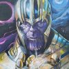 Explore an exquisite handmade oil painting on canvas for sale, featuring a compelling portrait of Thanos wielding an Infinity Stone. This exceptional artwork captures the might of the Marvel antagonist in a powerful depiction. Elevate your space with this unique piece, available for art enthusiasts and collectors. Acquire this extraordinary Thanos portrait with an Infinity Stone to bring Marvel's cosmic energy to your walls!