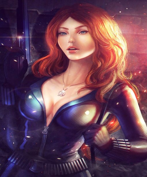 Experience the allure of Marvel with a handmade oil painting on canvas, showcasing a captivating and sensual Black Widow portrait. This stunning artwork expertly captures the enigmatic charm and strength of the Black Widow character with meticulous details. Elevate your space with this dynamic artwork, perfect for enthusiasts seeking a sultry portrayal of the iconic Black Widow from Marvel, adding an intense and captivating essence to any collection.