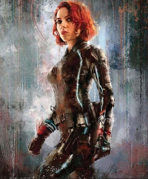 Experience the allure of Scarlett Johansson's iconic Black Widow character from Marvel in a mesmerizing handmade oil painting on canvas. This striking artwork masterfully captures Johansson's portrayal, showcasing the character's charisma and strength with intricate detailing. Elevate your space with this dynamic artwork, perfect for enthusiasts seeking a captivating and iconic rendition of Black Widow, adding an intense and alluring essence to your collection.