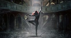 Experience Marvel's Black Widow in a captivating handmade oil painting on canvas, performing a classic dance move in an abandoned theater. This stunning artwork vividly captures Black Widow's elegance and strength amidst a nostalgic setting with meticulous details. Elevate your space with this dynamic artwork, perfect for enthusiasts seeking a unique portrayal of Black Widow, adding an intense and captivating essence to any collection.