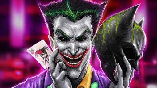 Explore our captivating handmade oil painting on canvas, showcasing an iconic Joker portrait from the comics, holding both the Batman mask and the Joker card with a wild, crazy smile. This striking artwork vividly captures the Joker's manic expression and playful chaos, blending intricate comic-inspired details with vibrant colors. Crafted by skilled artisans, this masterpiece embodies the essence of the Joker's enigmatic and chaotic nature, appealing to comic enthusiasts and art aficionados. Elevate your space with this compelling portrayal, a powerful fusion of comic artistry that brings the Joker's iconic imagery to life, adding an intriguing and dynamic touch to your walls.