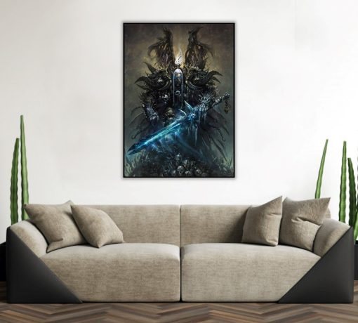 Experience the haunting presence of the Lich King Ner'zhul from World of Warcraft in a captivating and skillfully crafted oil painting on canvas. This artwork meticulously captures the chilling essence and intricate details of this iconic character, showcasing depth and mastery in every stroke. Elevate your surroundings with this compelling piece, appealing to both gaming enthusiasts and art appreciators. Immerse yourself in the dark allure and depth of Ner'zhul's portrayal, a powerful and evocative addition to any collection, paying homage to the legacy of the Lich King.