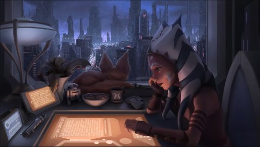 Embark on a journey of wisdom and serenity with a handcrafted oil painting on canvas, portraying Ahsoka Tano engrossed in reading and learning against a city landscape. Meticulously detailed and expertly crafted, this unique artwork captures the tranquility and intellectual depth of the beloved Star Wars character. Elevate your decor with this exceptional piece—a standout addition to any collection, resonating with fans and art enthusiasts alike. Ahsoka's scholarly pursuit is skillfully portrayed, making this painting a visual celebration of her multifaceted character in the Star Wars universe.