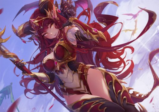 Discover the charm of Alexstrasza in our unique oil painting on canvas, portrayed in an adorable manga style. With endearing features and a cute demeanor, this artwork captures the essence of the Dragon Queen in a whole new light. Perfect for fans of Warcraft and manga enthusiasts alike, this handcrafted piece adds a touch of cuteness to any space. Bring the magic of Azeroth to life with this captivating portrayal of Alexstrasza, showcasing her in a delightful and charming manner.