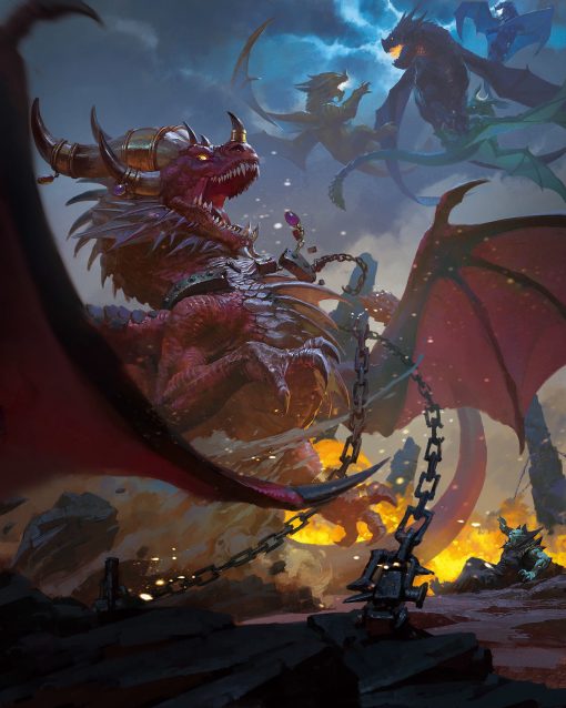 Experience the epic clash of titans with our handcrafted oil painting on canvas, showcasing Alexstrasza the Dragon Aspect unchained amidst a tumultuous sky battle. Witness Deathwing and other dragons locked in fierce combat as Alexstrasza commands the scene with her unrivaled power. This stunning artwork captures the essence of WoW's legendary conflicts, making it a prized possession for fans. Immerse yourself in the drama and grandeur of Azeroth's skies with this masterful portrayal, a testament to the game's rich lore and mythology.