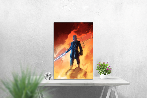 Dive into the Star Wars universe with a handcrafted oil painting on canvas, featuring an anime-inspired portrait of Anakin Skywalker set against a chaotic atmosphere. Meticulously detailed and expertly crafted, this unique artwork captures the essence of the iconic character in a dynamic anime design. Transform your space with this exceptional piece—a standout addition to any collection, resonating with Star Wars enthusiasts and anime art aficionados alike. Anakin's presence amid chaos is skillfully portrayed, making this painting a visual masterpiece that seamlessly blends the worlds of sci-fi and anime.