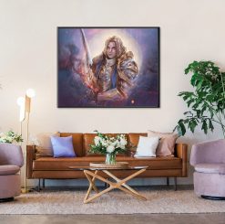Experience the majesty of Anduin Wrynn, the revered king of Azeroth, in our stunning oil painting on canvas. This masterfully crafted artwork captures Anduin's noble essence, portraying him with regal poise and authority. Perfect for fans of World of Warcraft and collectors of fine art, this portrait exudes strength and wisdom. Adorn your space with the presence of this iconic leader, adding a touch of grandeur and sophistication to any room.